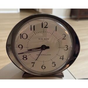 Vintage Westclox Big Ben Alarm Clock Model 0837 Gray and Chrome Working Y2K